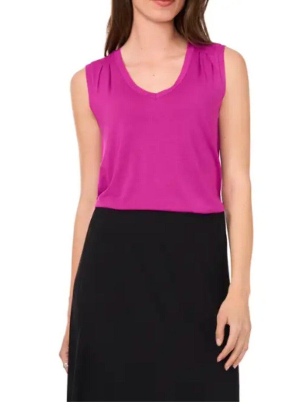 ⬇️⭐️ Halogen Pintuck Tank Sleeveless V-Neck Top in Vivid Plum Purple Size L